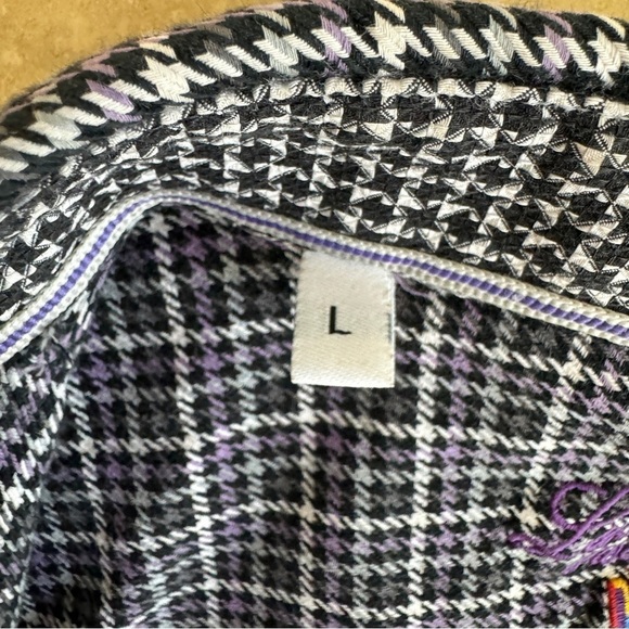 Luchiano Visconti Purple Black Houndstooth Plaid Favorite Shirt Mens Size L - Picture 11 of 14